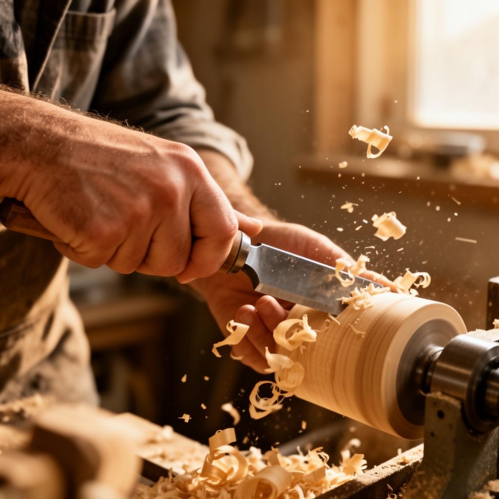 Woodworker at the lathe